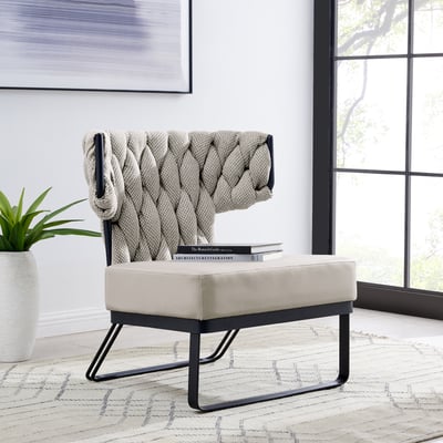 Leander KD Fabric/PU Accent Chair