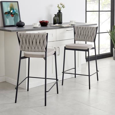 Leander KD Fabric PU Counter Stool