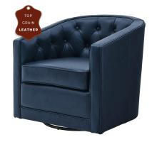 Walsh Top Grain Leather Swivel Chair, Garrett Blue *NEW*