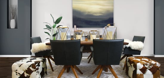 Navy and Brass Tone Dining Room