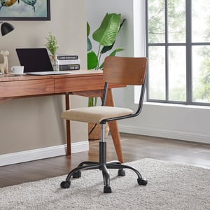 Kenneth KD Fabric Office Chair, Walnut/ Penta Linen