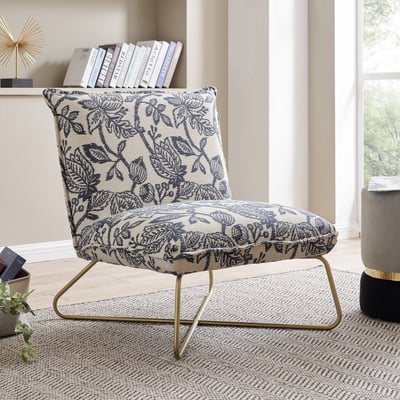 Yukon Fabric Accent Chair, Azure Floral
