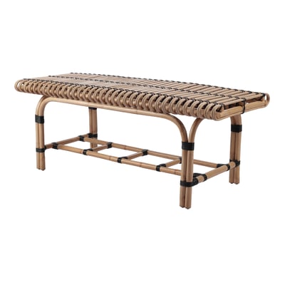 Baza Rattan Bench, Natural and Black - NewPacificDirect - Showroom A654