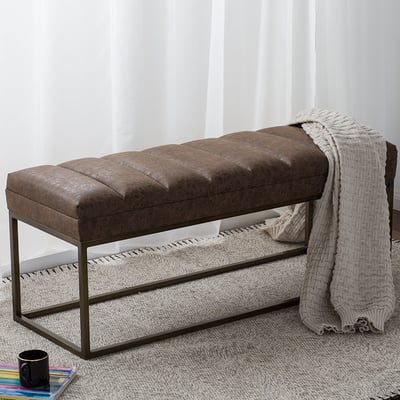 Darius Fabric Bench in Nubuck Chocolate - 