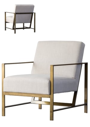 Francis Fabric Arm Chair in Shortbread with gold brush frame