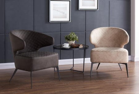 Bradley Modern Mid-Century Accent Chairs in Taupe and Brown
