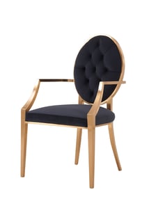 Tiara Fabric Tufted Arm Chair in Royal Black - NewPacificDirect-Building A654 Tiara Fabric Tufted Arm Chair in Royal Black - NewPacificDirect-Building A654