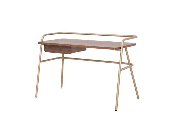 Zander KD Desk Champagne Gold Legs, Walnut - NewPacificDirect - Building A654-1